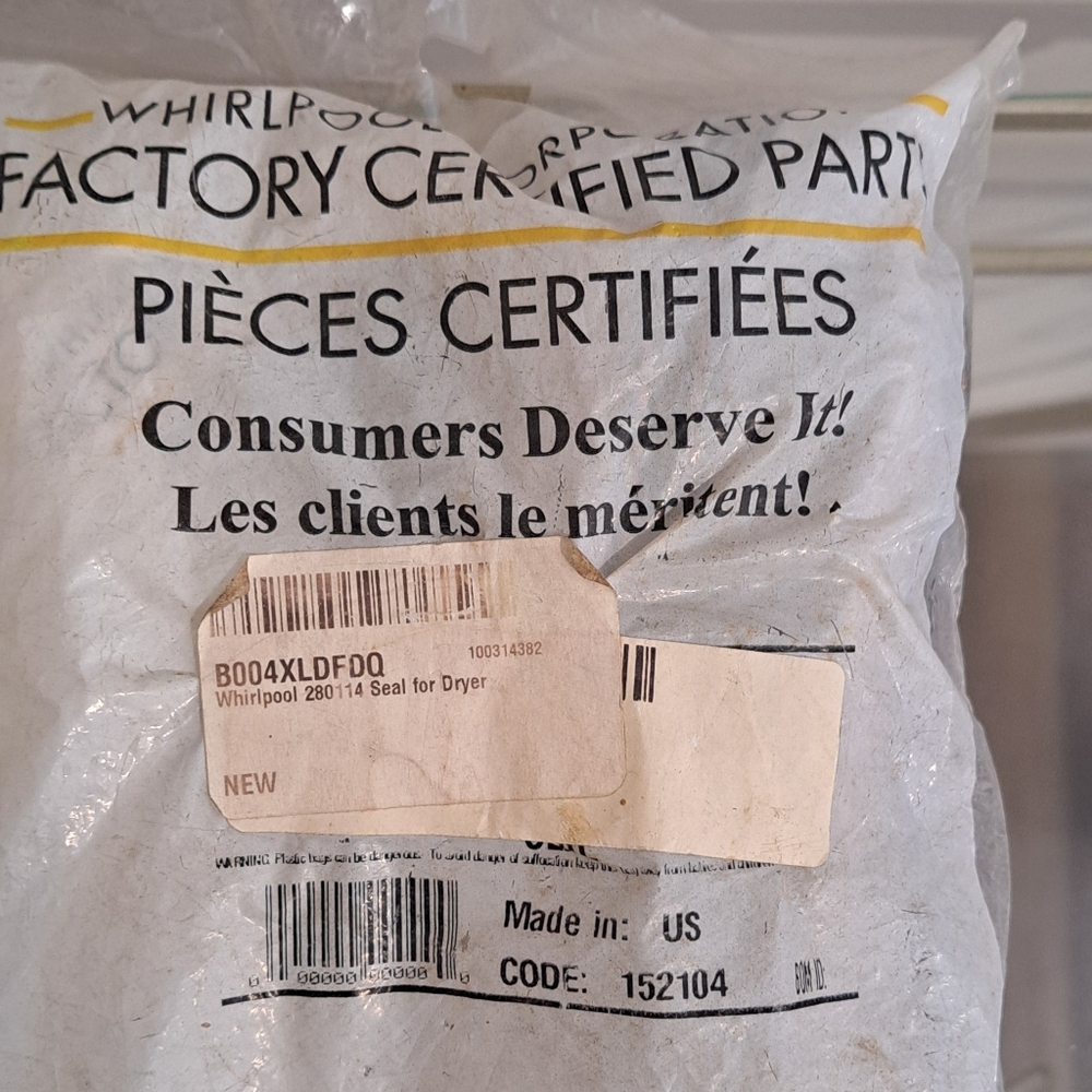 NWT- Whirlpool Dryer Door Seals With Adhesive, #280114. - Picture 2 of 3